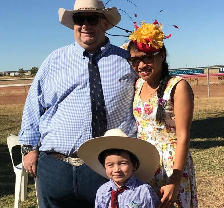 Hamish, Freddie and Hazel Griffin at the Cloncurry Races. Photo: Supplied. 