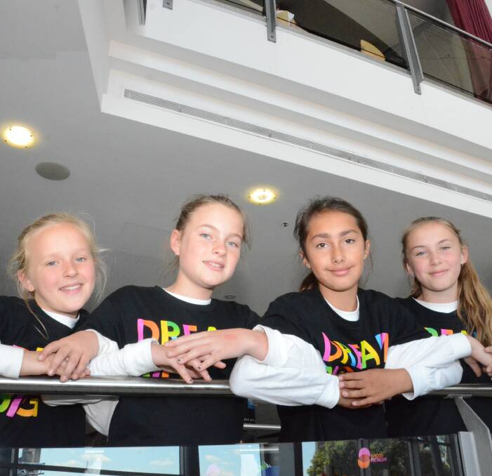 Rising stars: Berinda Public performers Selene Hubber, Lucy Petty, Bella-Rose Knox and Hayley Kemp performed with the 2700-strong choir in the Schools Spectacular. Photo: Supplied. 