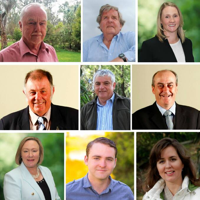The 2016 Yass Valley Councillors in no particular order: Mike Reid, Kim Turner, Allison Harker, Cicil Burgess, Geoff Frost, Michael McManus, Rowena Abbey, Nathan Furry and Jasmin Jones. 