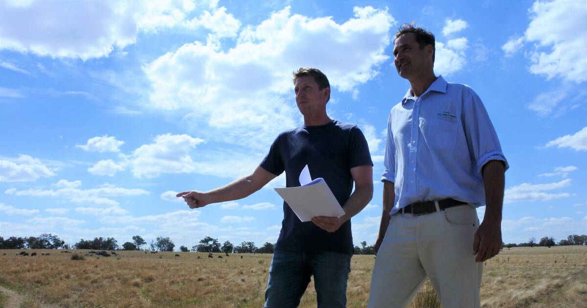 Fueling the future: Proponent Travis Barker with property manager Andrew Curlewis at the proposed site near Bowning. Photo: Jessica Cole