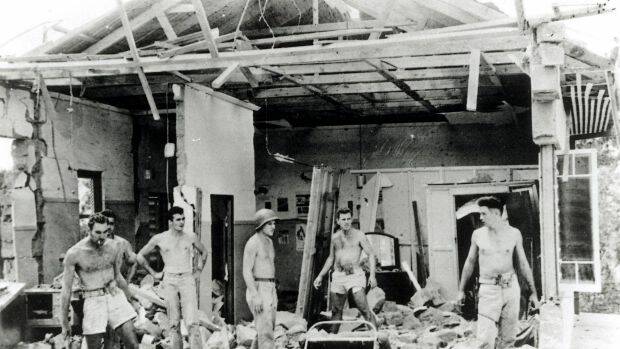 Darwin, 19 February 1942. This bedroom suffered severely when hit by a bomb during the attack on Darwin Photo: Australian War Memorial
