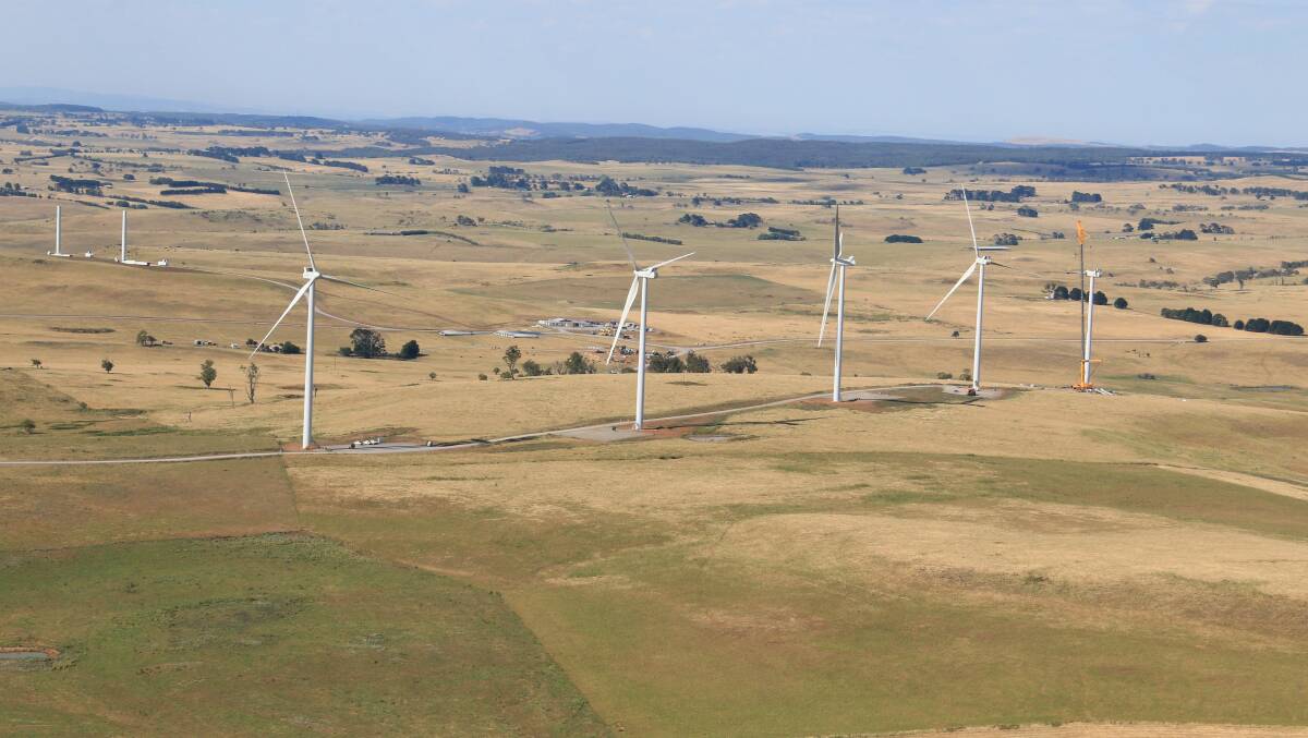 BIG PICTURE: The Taralga Wind Farm, under construction in 2015. Photo supplied by by Col Douch for Taralga Wind Farm Pty Ltd.