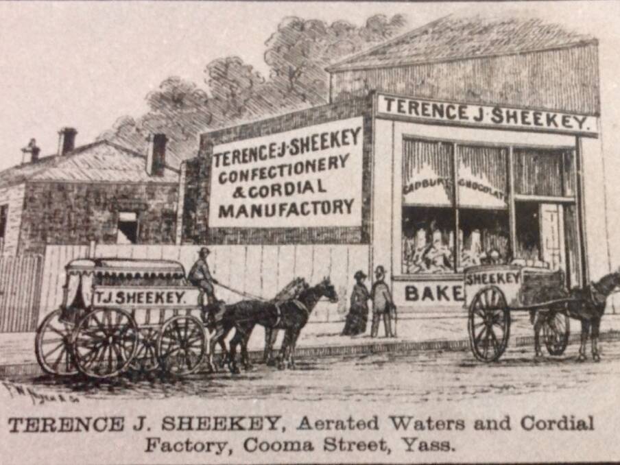ADVERTISING: An illustration of the original bakery from a Niven poster. Photo: Yass Museum