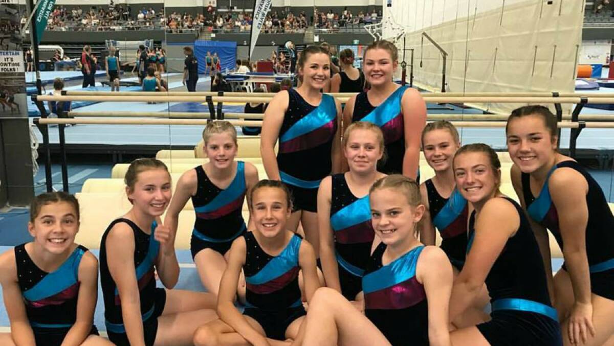 Winners are grinners: The Yass team during the state championships last weekend. Photo: Yass Gymnastics. 