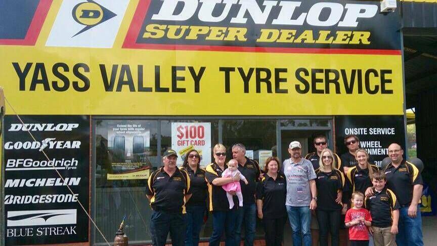 The team: Employees at Yass Valley Tyre Service, who Mr Davis says are integral parts of the business and all work towards the same goal. 