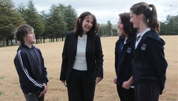 Sandra Hiscock (centre) with students at Yass High, which recently secured added funding from the NSW budget. Photo: Yass Tribune. 