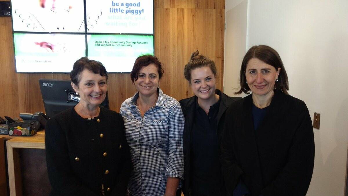 Pru Gowar (far left) with Gladys Berejiklian (far right) have introduced the Active Kids Rebate in an attempt to combat childhood obesity. Photo: Pru Goward. 