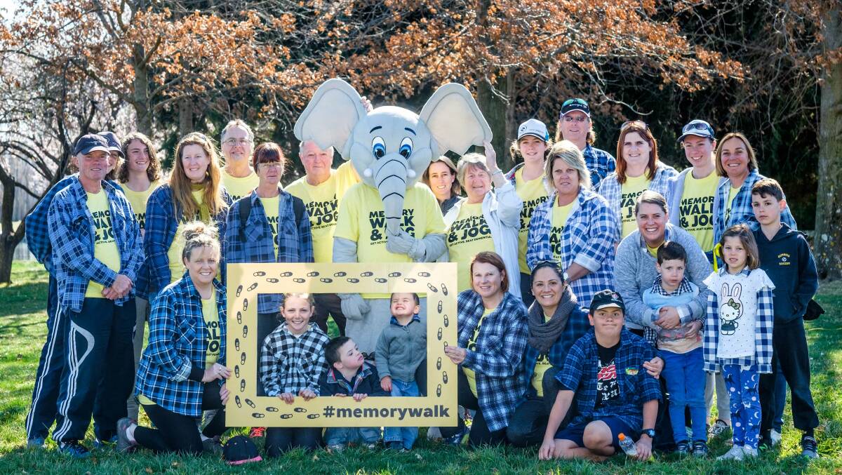 Donnie's Blue Flanno Walkers: On Sunday after the Alzheimer’s Australia Memory Walk and Jog, in memory of Donnie Cooper. Photo: supplied