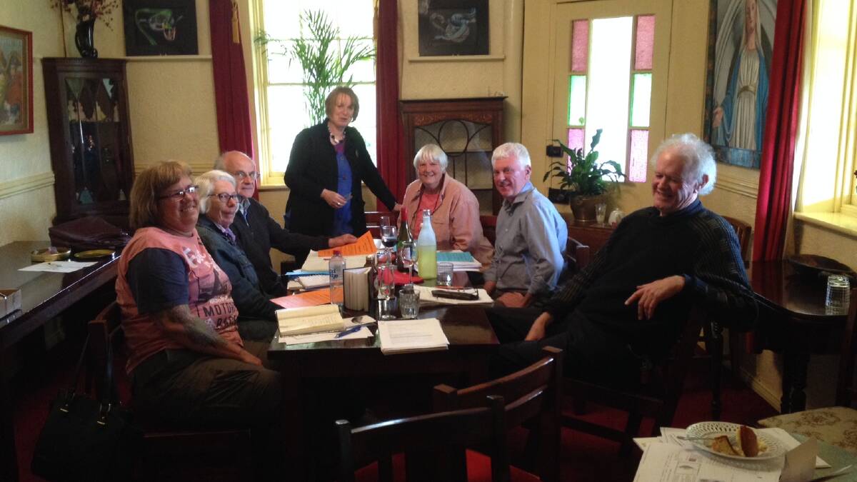 Some of the writers participating in the Binalong Arts Group Poetry. Prose. Place program, pictured at a recent Writing in Place workshop. Photo: Supplied.