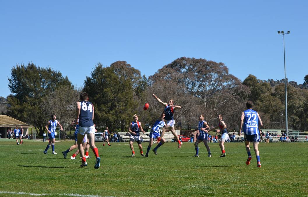 GOING TO THE GRAND FINAL: The Yass Roos are in the grand final after a nailbiting win over the ADFA/RMC Rams on Saturday. Photo: Toby Vue.
