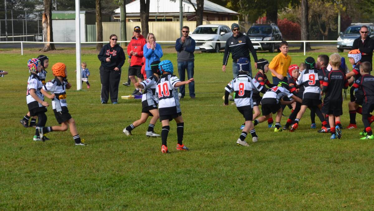 SHOW AND TELL: Despite both sides still learning the game in the Under 8s, there were some exceptional skills on display in the game on the weekend. Photo: supplied. 