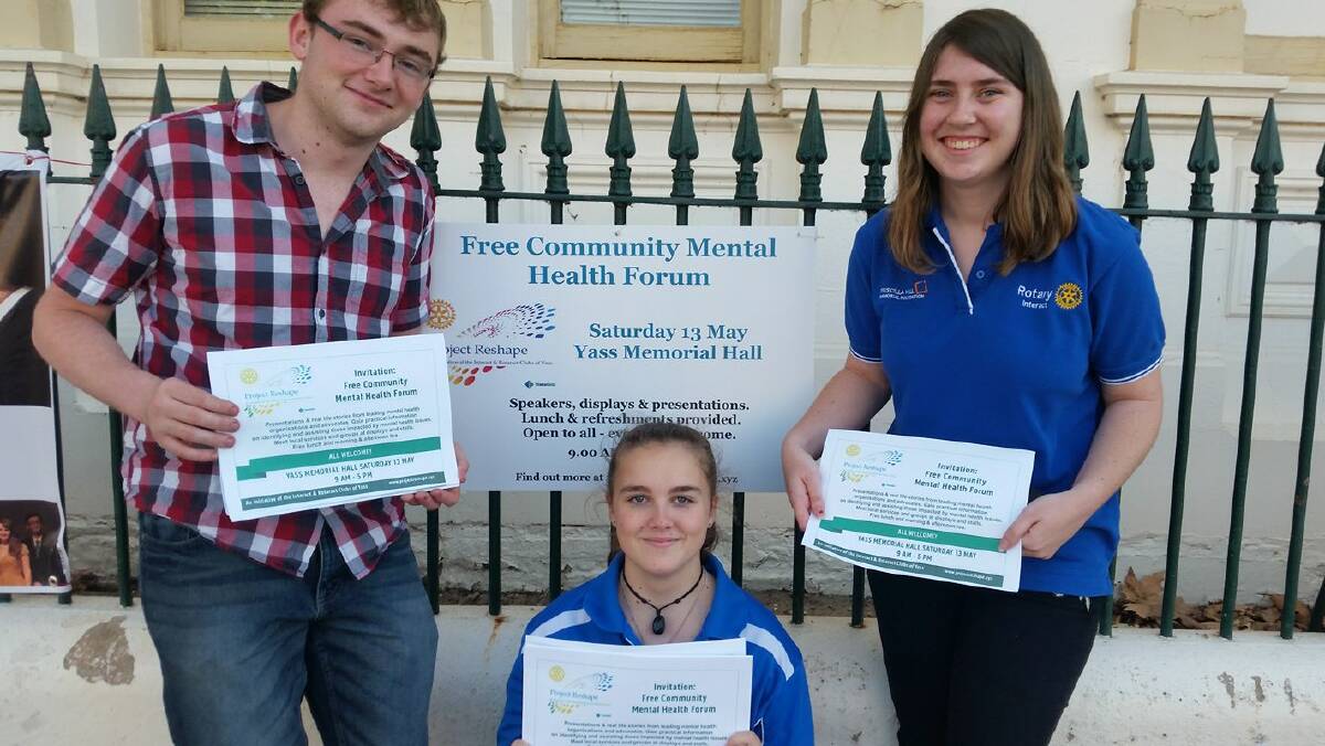 YOUNG LEADERS: Lachlan Butler, Georgie Buckmaster and Casey Owen with the Project Reshape flyers (to be distributed in Yass on April 29-30). Photo: supplied