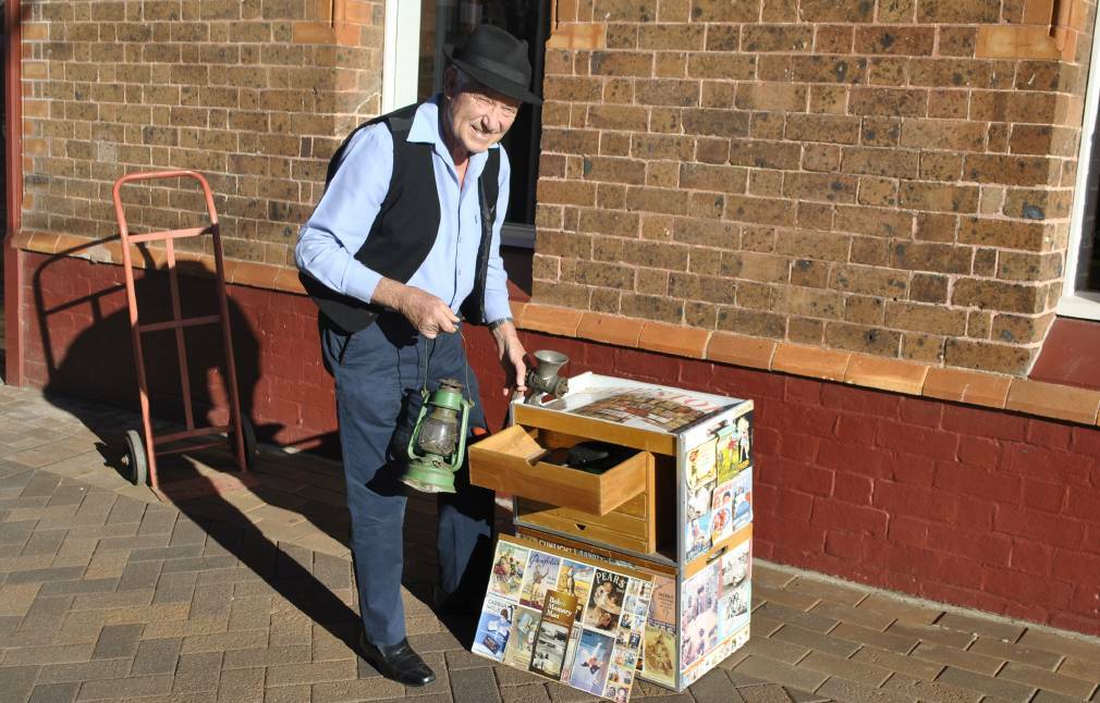 BACK IN TIME: Rob Mitchell takes along his 'box of tricks' to his pantomime-style performances in aged care facilities. Photo: Charli Shield