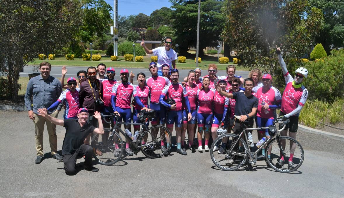 Respite in Yass: Steer North cyclists arrive at the Yass Community Baptist Church. Photo: Toby Vue