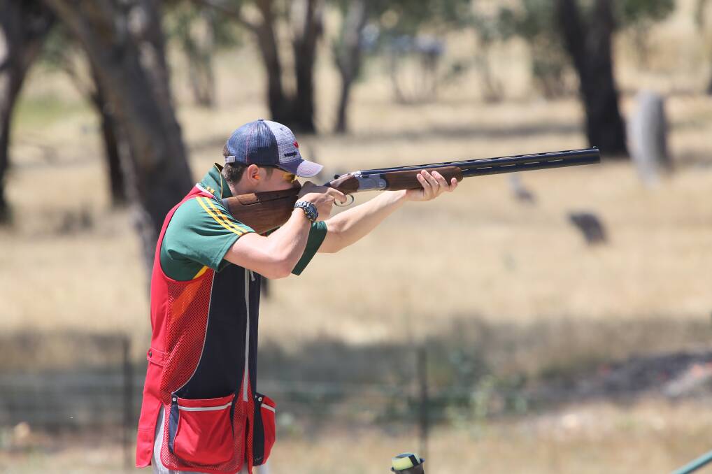 ON TARGET: Matt Dun, a 15-year-old competitor, in action during the January competition at the Yass Clay Target Club. He and his brothers were victorious in C grade. Photo: Yass Clay Target Club.