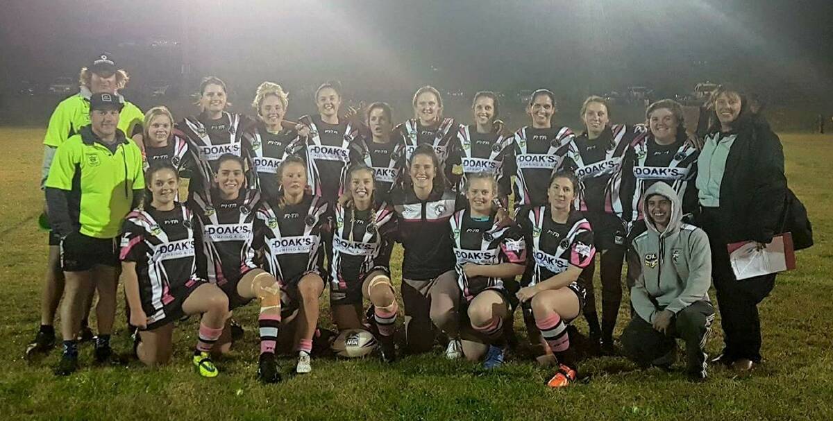 The Magpies' open women's team in early 2017. Photo: Yass Magpies Rugby League