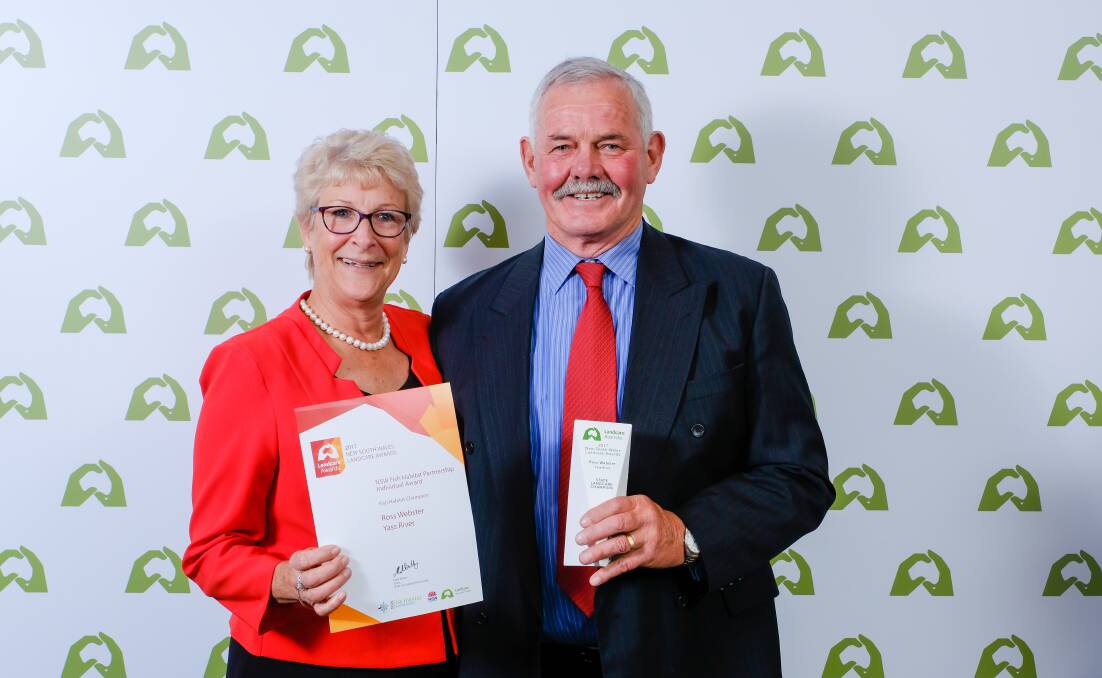 RECOGNISED: Ross Webster with wife, Julie, at the NSW Landcare and Local Land Services Conference in Albury on October 26. Photo: Supplied