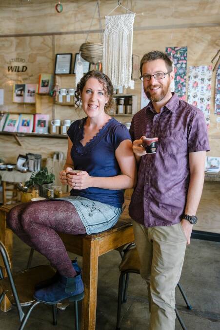 COFFEE FOR JUSTICE: Toni and Daniel Neuhaus, founders and owners for Six8Coffee Roasters, at their office in Trader and Co. Photo: Erin Dando