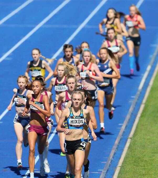 LEADING THE WAY: Eliza Rixon, 15, secured two golds in the 1500m and 3000m events at the 2017 Australian Athletics Championships in Sydney. Photo: Supplied