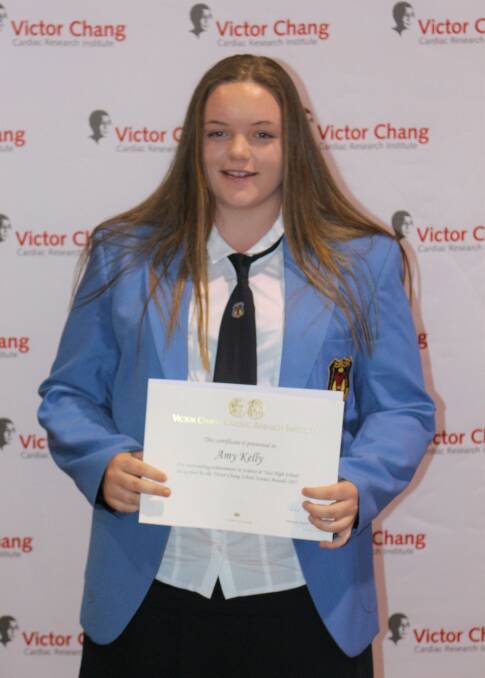 TOP EFFORT: Yass High School student Amy Kelly was one of 36 students to receive the Victor Chang School Science awards. Photo: NSW Department of Education