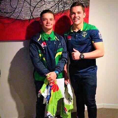 ON THE RISE: Kyle Danilczak (right), Yass Magpies player and former member of the Canberra Raiders' junior squad, was named in the Bidgee Bulls U18 team for the 2017 Country Rugby League Championships. Photo: Kyle Danilczak.
