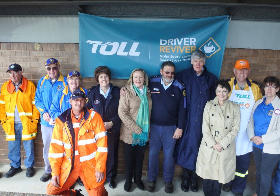 Volunteering to save lives: Volunteers, government and the wider community launch the Toll Driver Reviver road-safety initiative at the Mundoonen Rest Area Southbound, Yass. Photo: Toby Vue