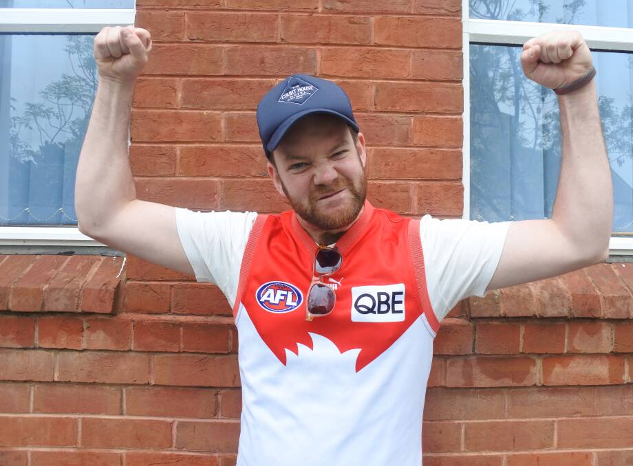 Pumped for the Grand Final: Sydney Swans supporter Lloyd Scroope is confident the club's five appearances in the past 12 years will prove too strong for the Bulldogs who will play their first grand final since 1954. Photo: Toby Vue