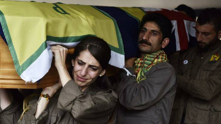 Hundreds of people from the Kurdish community attended the funeral. Photo: Nick Moir