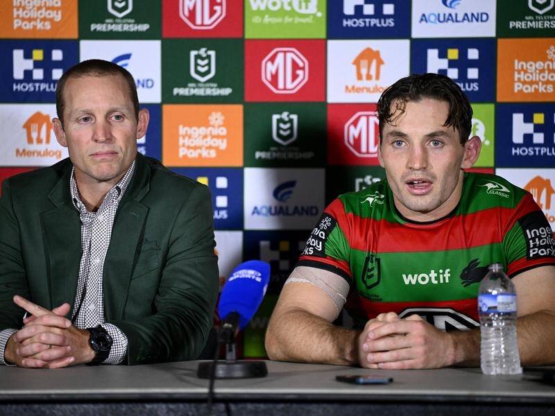 South Sydney skipper Cameron Murray is out of Origin I after sustaining an injury against Penrith. (Dan Himbrechts/AAP PHOTOS)