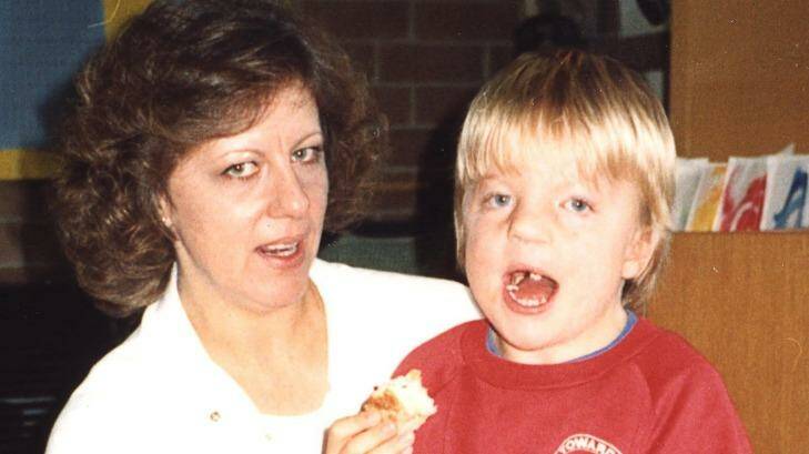 "He was simply to hard to handle": Ingrid Pickering and Michael when he first started school. Photo: Supplied