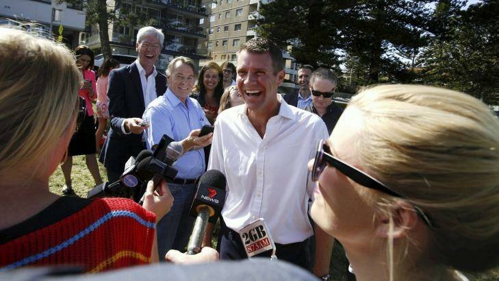 Re-elected premier Mike Baird at Manly on Sunday. Photo: James Brickwood