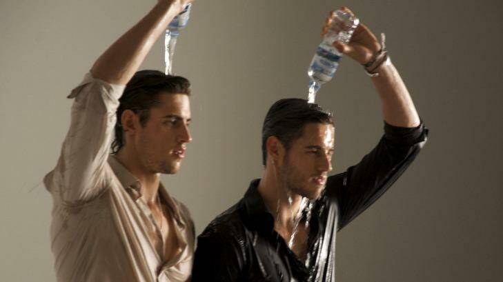 Wet, wet wet: The Stenmark twins cool off as best they can.