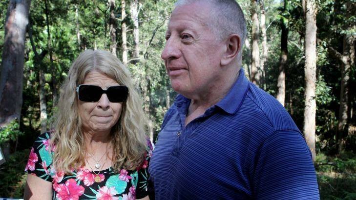 Matthew Leveson's parents, Faye and Mark, at the search area. Photo: Louise Kennerley