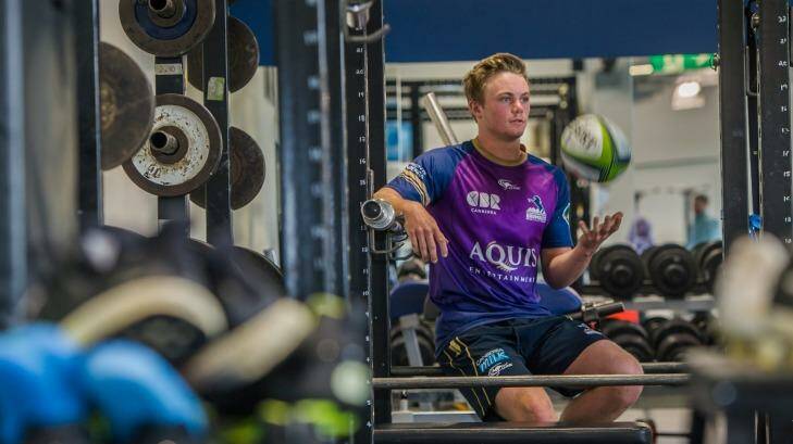 Halfback Ryan Lonergan has swapped the schoolyard for the Brumbies' training field and gym. Photo: Karleen Minney