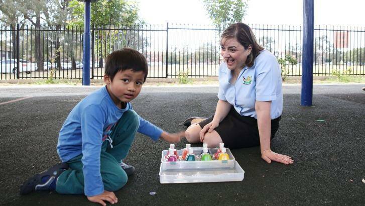 Grace Fava at the Autism Advisory and Support Service in Liverpool with five-year-old client Morfael. Photo: Louise Kennerley