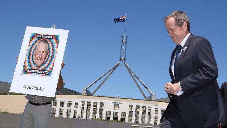 Support: Opposition Leader Bill Shorten at a rally against the cuts at Parliament House. Photo: Andrew Meares