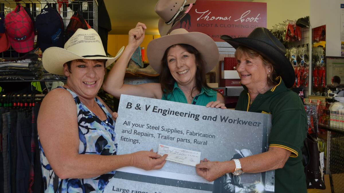 Left: Deb Scanes from the Rodeo commitee, Junita Vanderbulk from B and V Engineering and Cheryl Scorgie from Yass Can Assist. 