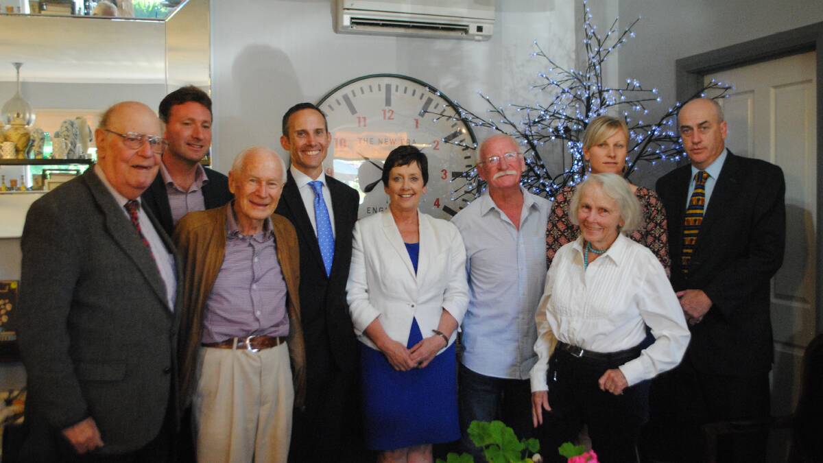 Local residents with Labor MP Andrew Leigh (fourth from left) and Labor Candidate for Goulburn Ursula Stephens (middle) at a special breakfast recently. Photo: Jessica Cole. 