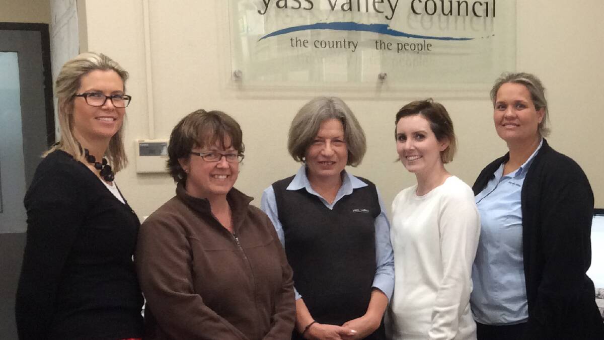 (LEFT) Gill Elphinston, Kym Nixon, Maree Firth, Clare Sullivan and Amanda Teofilo, some of the Yass Valley Council staff who have been touched by cancer in one way or another. Photo: Supplied. 