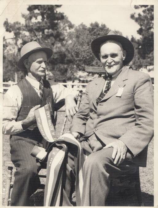 Residents Harvey McClung and Charlie Pateman enjoying a chat in Murrumbateman. Photo: Supplied.