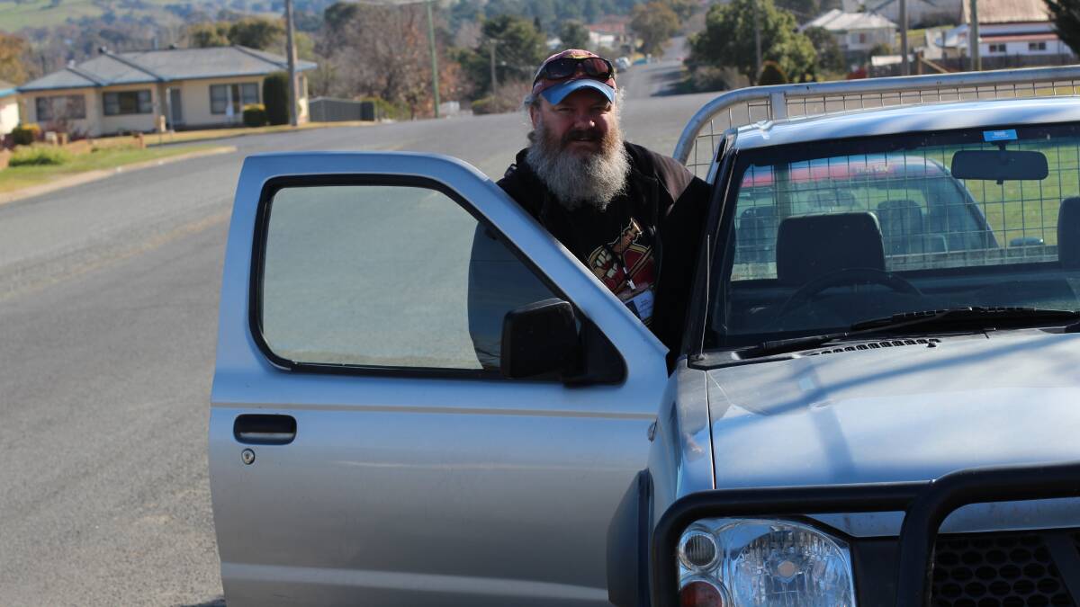 David Liekefett offered an elderly pensioner, who was walking from Canberra to Wagga in freezing conditions, a lift in his ute recently. Photo: Oliver Watson.