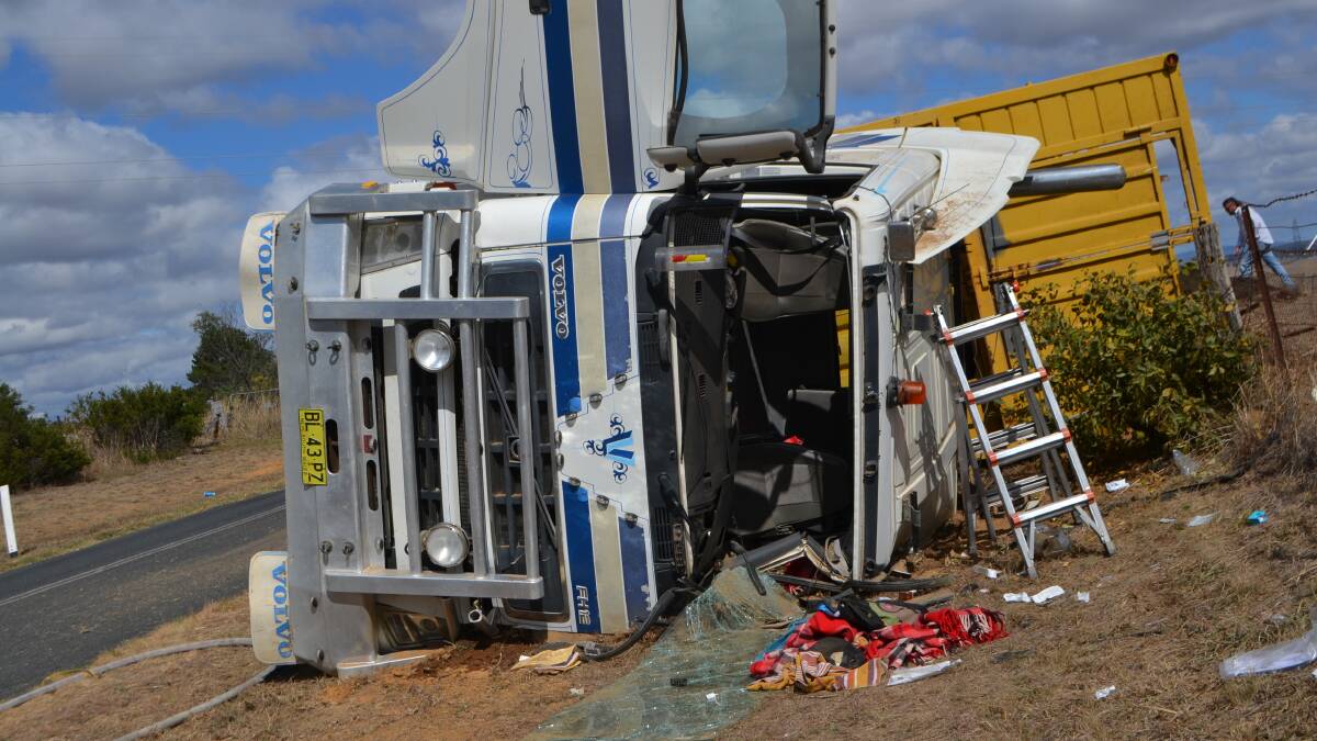 A cattle truck rolled over on Wee Jasper Road on Monday morning. 