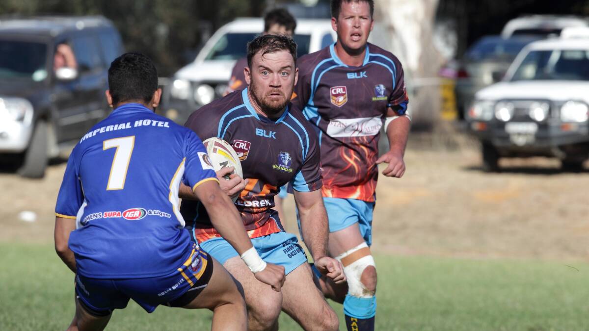 PUSHING FOR A WIN: James Blair fights for the win against the Condobolin Rams. Photos: Makayla Walker.