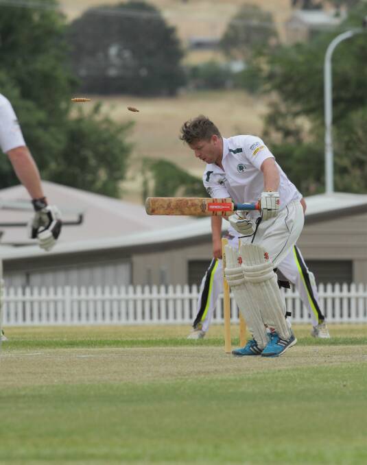 Andrew Jones was dismissed by Pirates opener Andrew Holgate, as Harden remain winless in the Triggs Shield this season. Photo: RS Williams.  