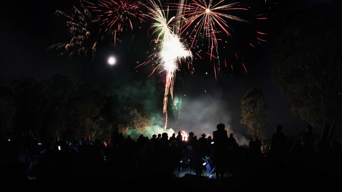 The bonfire and fireworks night was held on Saturday by the local Wee Jasper and Yass community. Photo: Wee Jasper Reserves.  