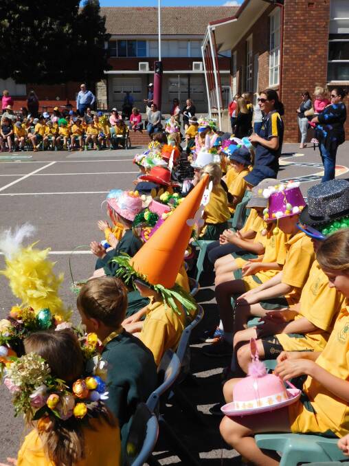 Mt Carmel students enjoying the Easter Hat Parade. Photo: supplied.