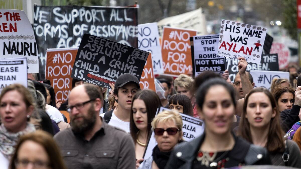 Australians rallying for the government to raise refugee intake last month. Photo: Getty Images.