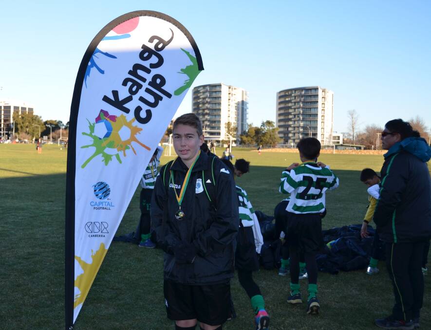 Queanbeyan's Christian Davanzo after refereeing a game featuring his club, Monaro Panthers', partner team SinGok Primary School from South Korea. Photo: supplied.