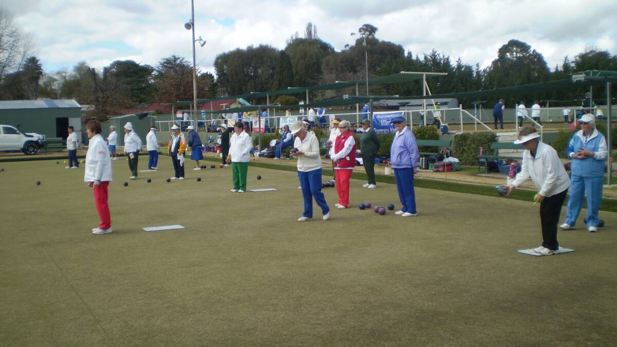 Bowlers from all over NSW and the ACT converged on Yass Bowling Club for the annual Yass women's bowls carnival. Photo: Lorraine Cooke.