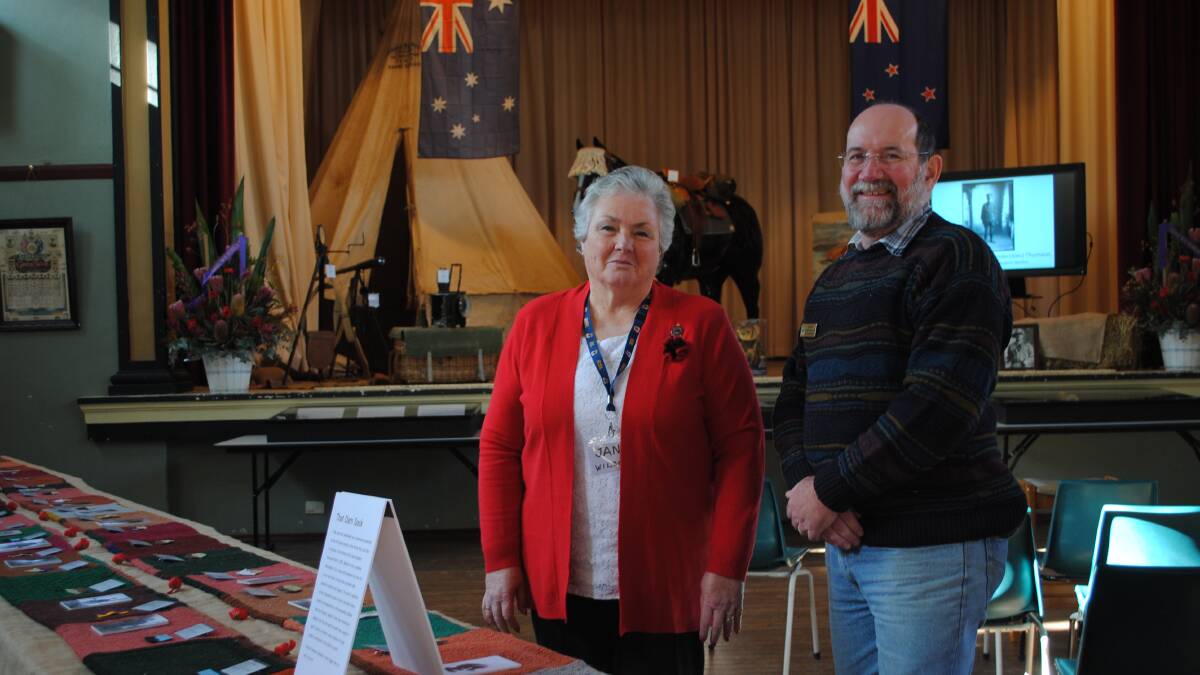 Convenor Jan Wilson and Honorary Secretary of the Yass RSL sub-Branch James Ward are two of many locals who have helped with making the Memorial Hall display a reality. Photo: Oliver Watson.
